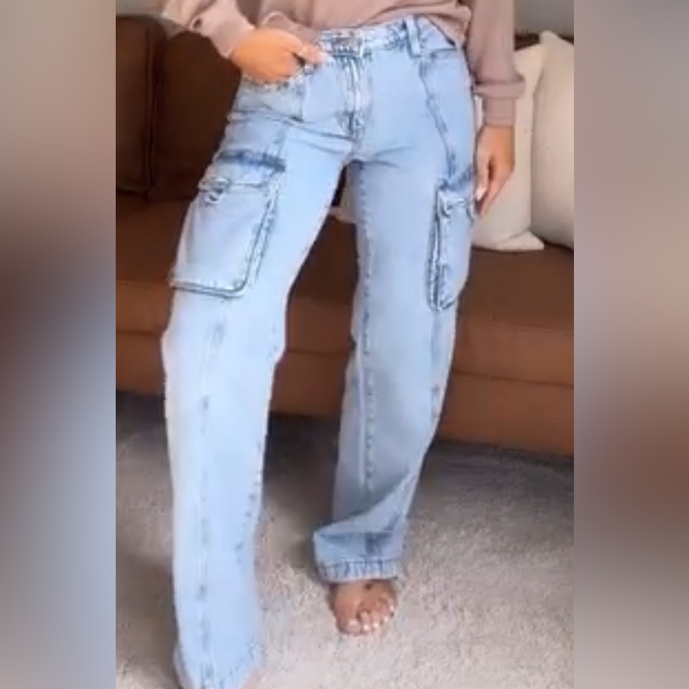 Denim cargo pants